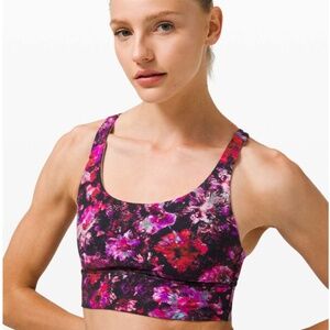 lululemon Energy Bra Long line, Fluro Floral Multi, 6